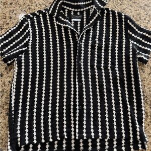 Original Use Men’s Black and Cream Knit Patterned Shirt Large NWOT Beach Vibe